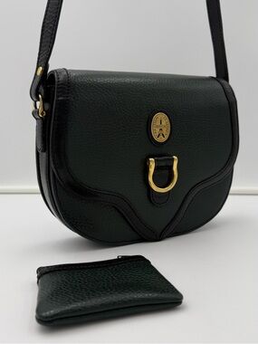 🇫🇷PARISTAR • SAC CHASSE 23 SADDLE BAG in Hunter Green w/ Matching Zip Coin Purse